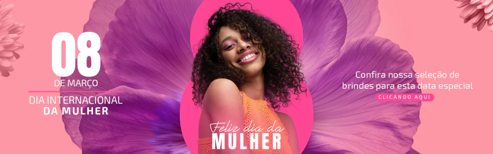 Banner promocional rosa para o Dia Internacional da Mulher