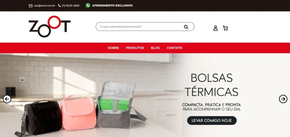 Projeto de site Zoot Brindes desenvolvido com solução AJWS